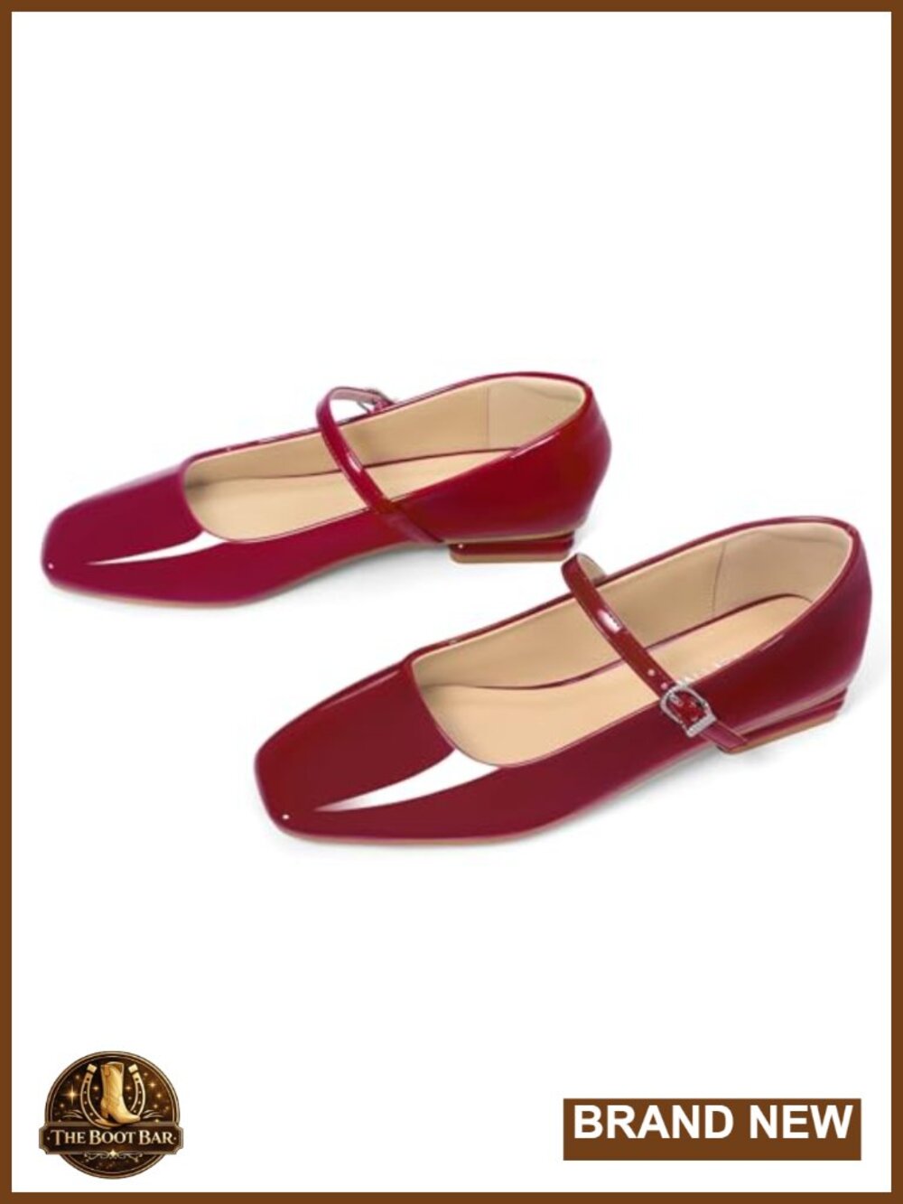 Mary Jane Flats Square Toe Slip On Ballet Shoes Faux Leather - Picture 3 of 6